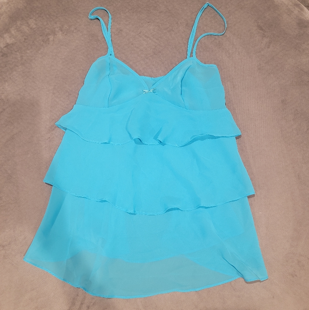 Baby Blue/ teal Ruffled Camisole Lingerie top